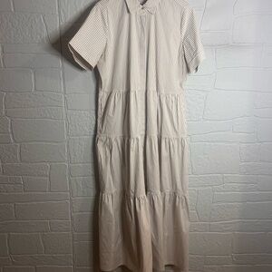 Chico's Cream Striped Midi Dress